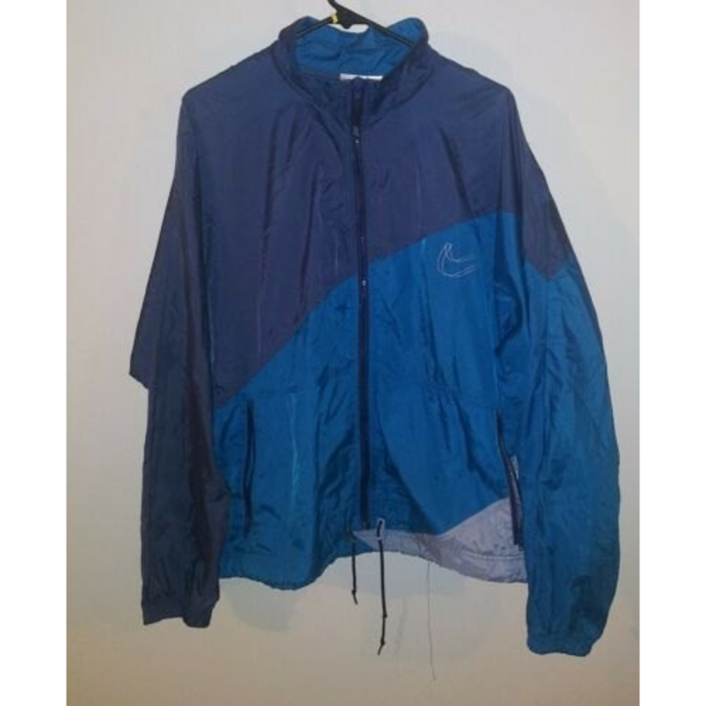 VTG NIKE FULL ZIP COLORBLOCK WINDBREAKER Teal Black Gray tag SZ Medium Vintage